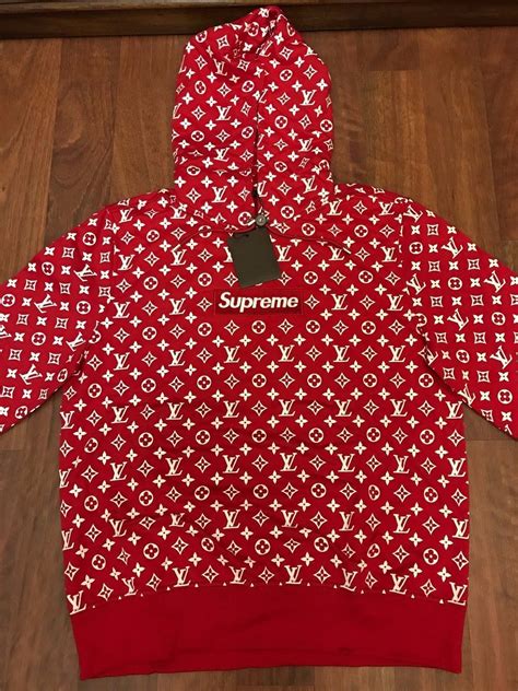 supreme hoodie being worn lv|authentic louis vuitton supreme hoodie.